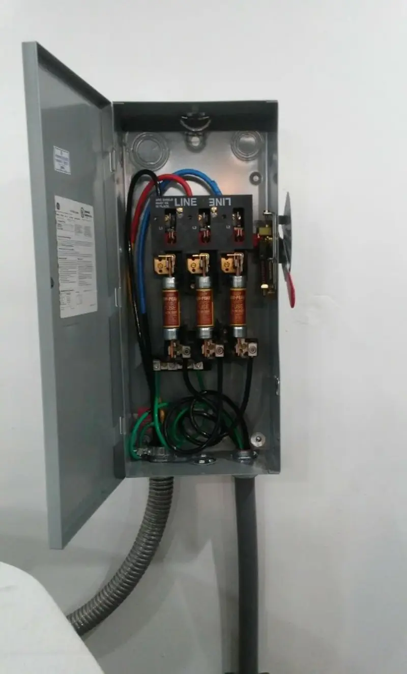 Three-phase disconnect switch installed for Smoke Detector Installation in Corona